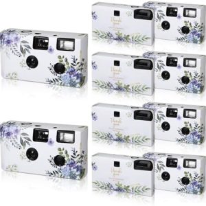 Kanayu 10 Pack Disposable Camera for Wedding Floral 35mm Single Use Film Camera with Flash One Time Use Camera for Anniversary Concert Travel Camp Party Supply Gift Honeymoon(Blue Poppy)